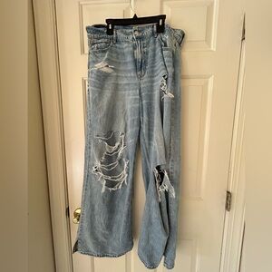 NWT American Eagle Dreamy Drape Super Hi-Rise Baggy Wide Leg Jeans Size 10